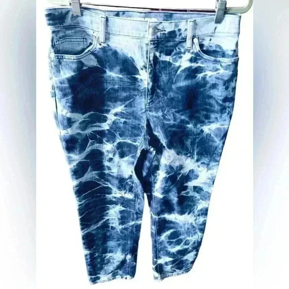 Lands End size 14 tie dye denim jeans . Straight leg high rise. EUC. - Picture 2 of 12